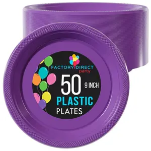 9 In. Purple Plastic Plates | 50 Count