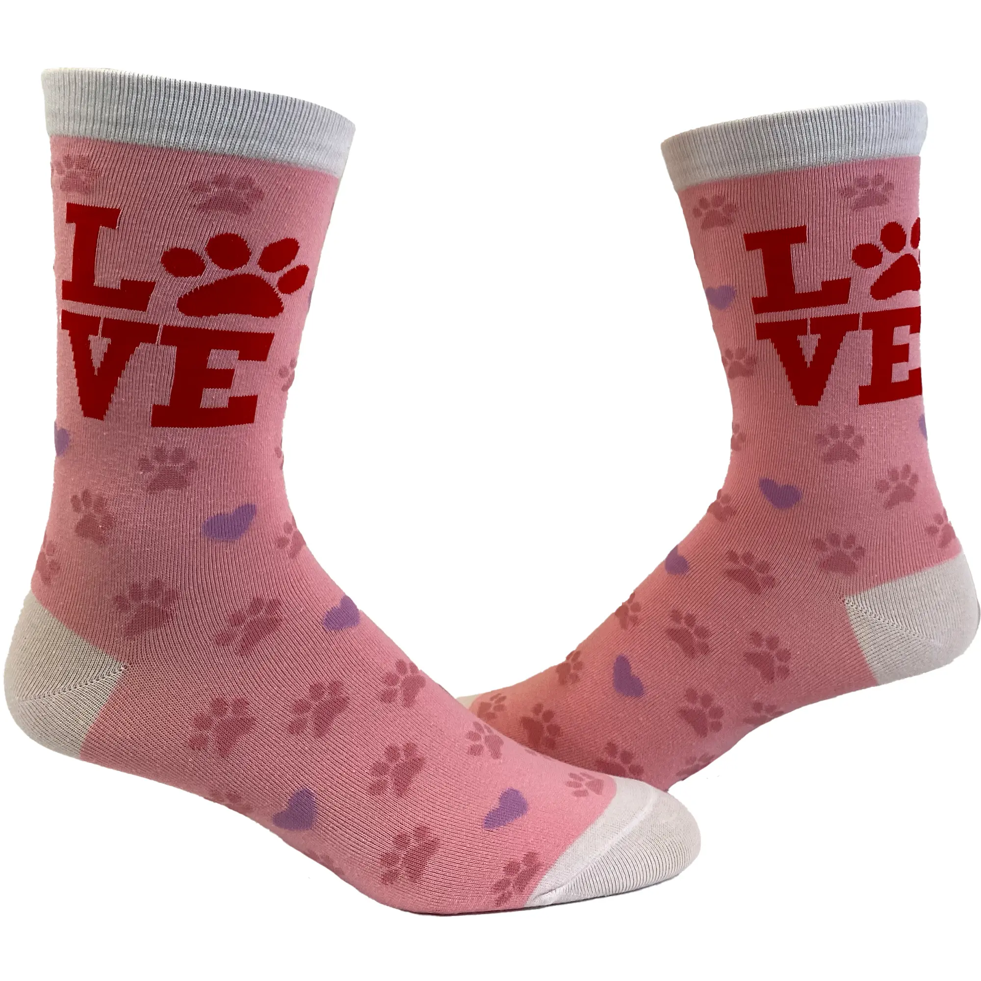 Women's Love Paw Socks Funny Cute Pet Puppy Dog Animal Lover Novelty Footwear Funny Graphic Socks Comfortable Fitted Spandex Cotton