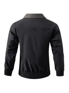 Men'swear Black Cropped Structured Jackets, Zip Up Barn Detroit Bomber Streetwear Fashion Spring Jacket, Trendy Outfit Layering Clothes For NYC Daily Casual Wear