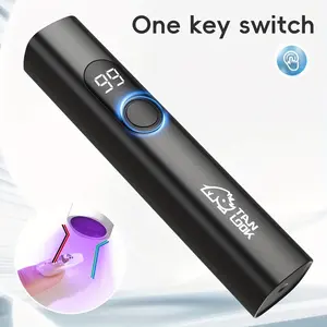 Handheld Cordless UV Nail Lamp with LCD Display, Rechargeable Mini UV LED Light Flash Cures All Soft Gels, Especially Rhinestone Glue & Liner Gel