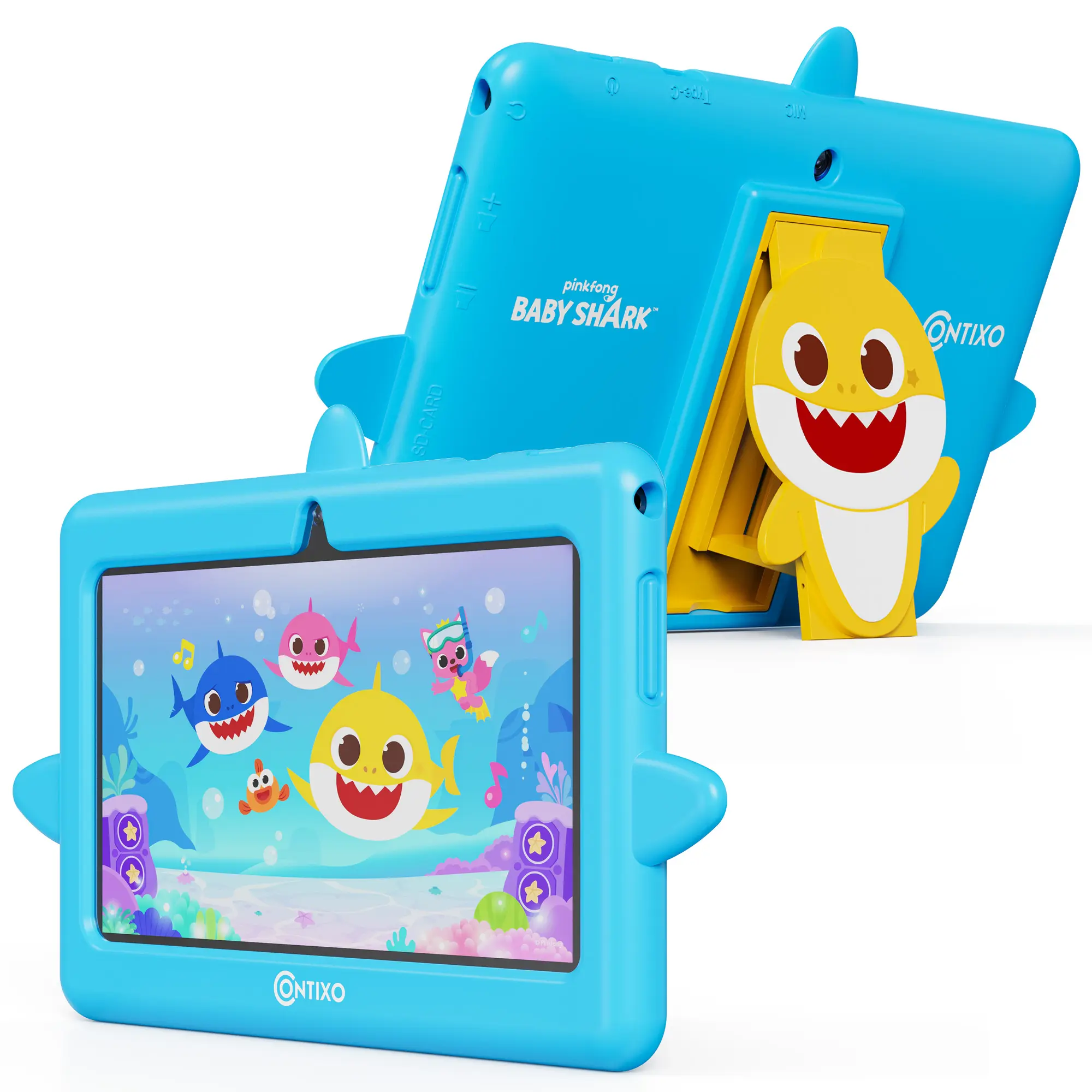 Pinkfong Baby Shark A8 7-Inch Kids Learning Tablet by Contixo | 8 Exclusive Pinkfong Educational Apps, Character Protective Case with Kickstand, Google Family Link Parental Controls, 32GB, Ages 3-12