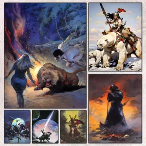 Artist F-frank F-frazettaES Poster Gift with prints Home bedroom living room decoration promotion and display suitable for bedroom bar parlor home decor gift fade-Resistant, Non-sticky, vibrant Wall print poster