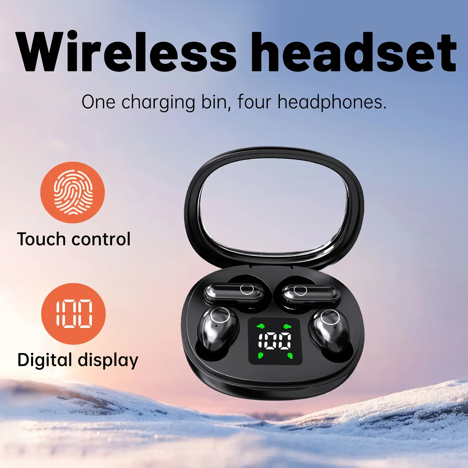 2in1 Wireless Headphones Wireless Earphones, Mini Sleeping Earbuds, Dual Sound Bass HIFI 4D Effects Headset, Intelligent Noise Reduction Wireless Earphone, Office, Leisure, Sports, Sleep, Essential Partners, Ultra Long Battery Life