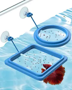 2 count Fish Feeding Ring for Aquarium  Round and Square Floating  Feeder with Suction Cup for Betta, Goldfish, Guppy, Turtle & Small Fish