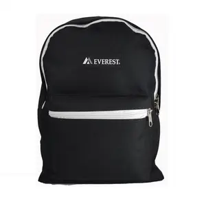 212 MAIN Everest 1045-BK-WHT Basic Polyester Backpack - Black & White, Spacious, Streamlined, with Zip Closure
