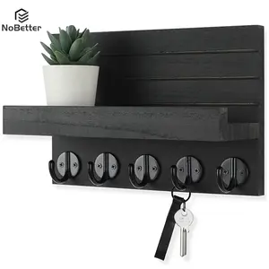 Wall-mounted key holder with decorative shelf, large hooks for bags, coats, and umbrellas. Made of Paulownia wood, includes mounting hardware Dog Room