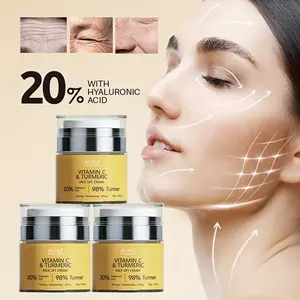 AOAZ 3 Boxes of Turmeric Collagen Tightening Cream, Containing 20% Hyaluronic Acid, Rich in Vitamin C, Enhance Skin Softness and Elasticity, Moisturizing Cream for Men and Women, 50G Per Box