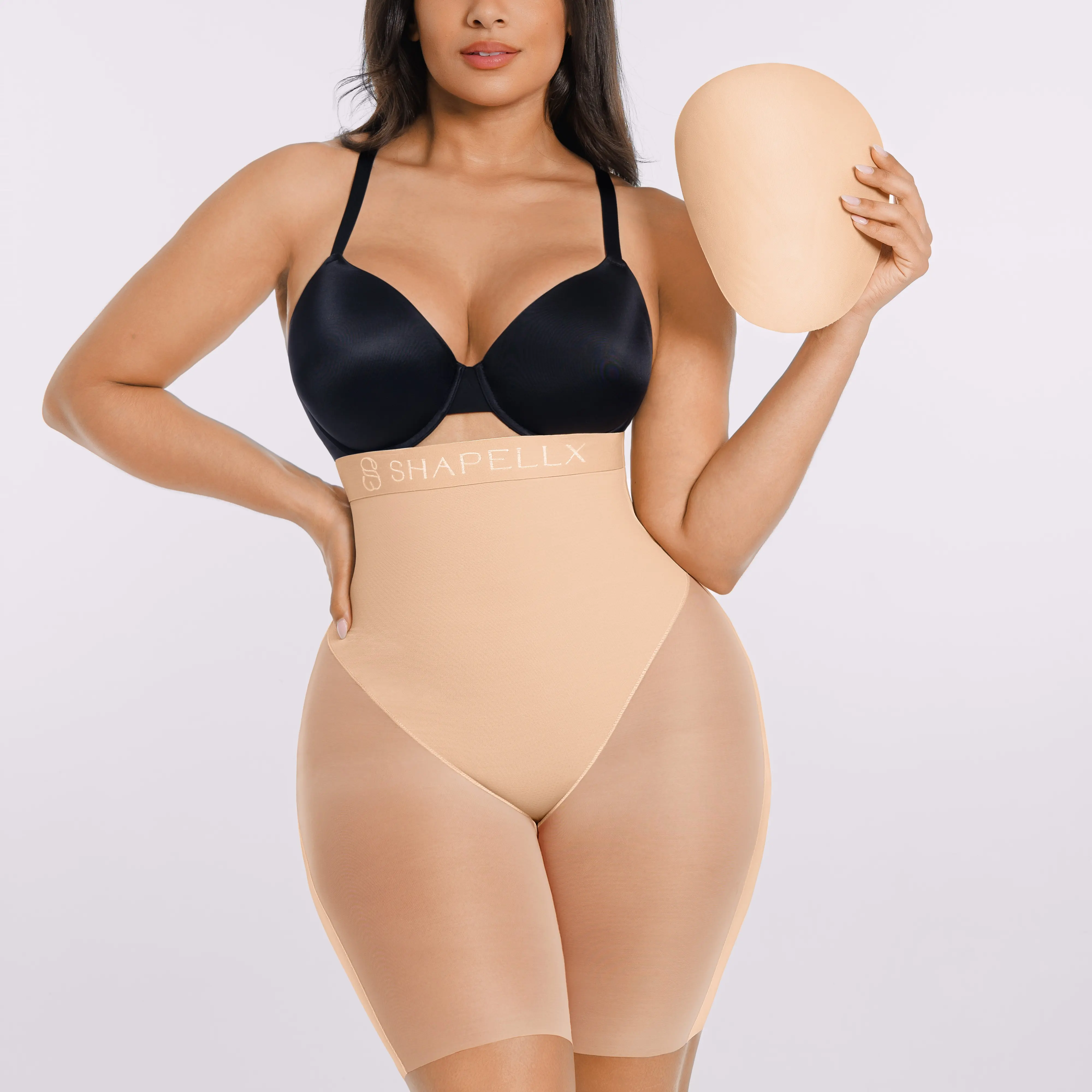 SHAPELLX Bare Essentials MeshSmooth Butt Enhancer Padded Short Body Shaper Girdle Womenswear Shapewear