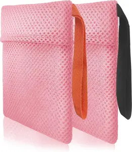 2 Pack Soap Bag, Bar Soap Pouch Saver Pocket, Body Scrubber Shower Sponge Loofah,Exfoliating Bath Sponge (Pink) Beiskll