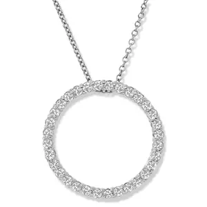 1/2 Ct Circle Lab Grown Diamond Pendant 10k White Gold 18" Necklace