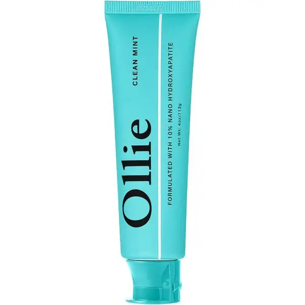 Ollie Fluoride Free 10% Nano Hydroxyapatite Toothpaste, Clean Mint, 4oz | Rod-Shaped Nano HAP, Remineralizes Enamel, Reduces Sensitivity, Reverses Small Cavities, Naturally Whitens Teeth, (Pack of 1)