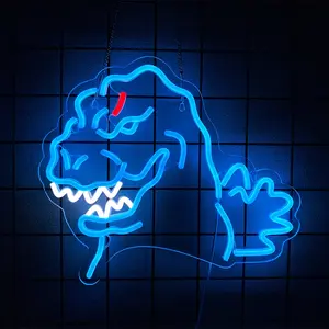 Godzillla Neon Dinosaur Sign – Glowing Monster  Monster Wall Art for Bedroom, Bar & Man Cave – Cool  Powered Night Light – Decorative Lighting – Gift for Boys, Gamers