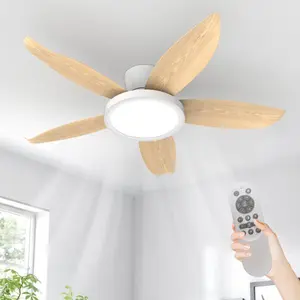 42-Inch Socket Fan Light,Ceiling Fans with Lights and Remote,3-Colors Dimmable 6 Speeds,Ceiling Fan for Bedroom Home Office Dining Room Garage,5 Blades,Modern Lamp Interior Designice Dining Room Garage,6 Blades,night light Modern Lamp Interior Design