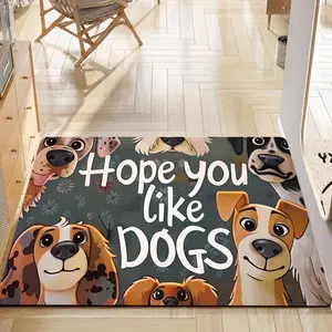 1 Cartoon Doormat Hoping You Like Dogs | Cute Puppy Doormat for Dog Lovers with Printed Soft Kitchen Floor Mats Floor Mats for Living Rooms Laundry Rooms Decorative Carpets Animal Printed Rug Home Decor Mat The Best Choice