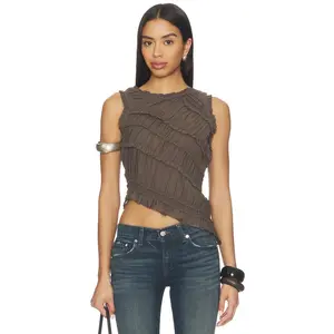 Free People Pink Sands Smocked Top in Chocolate