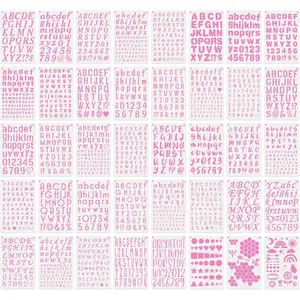 Letter and Number Stencils for Painting - 40 count Small Alphabet Stencils (1, 0.75, 0.5, 0.35 Inch) for Crafts, , Cakes -  Plastic  Journaling Stencil (7.5 x 5 Inch)