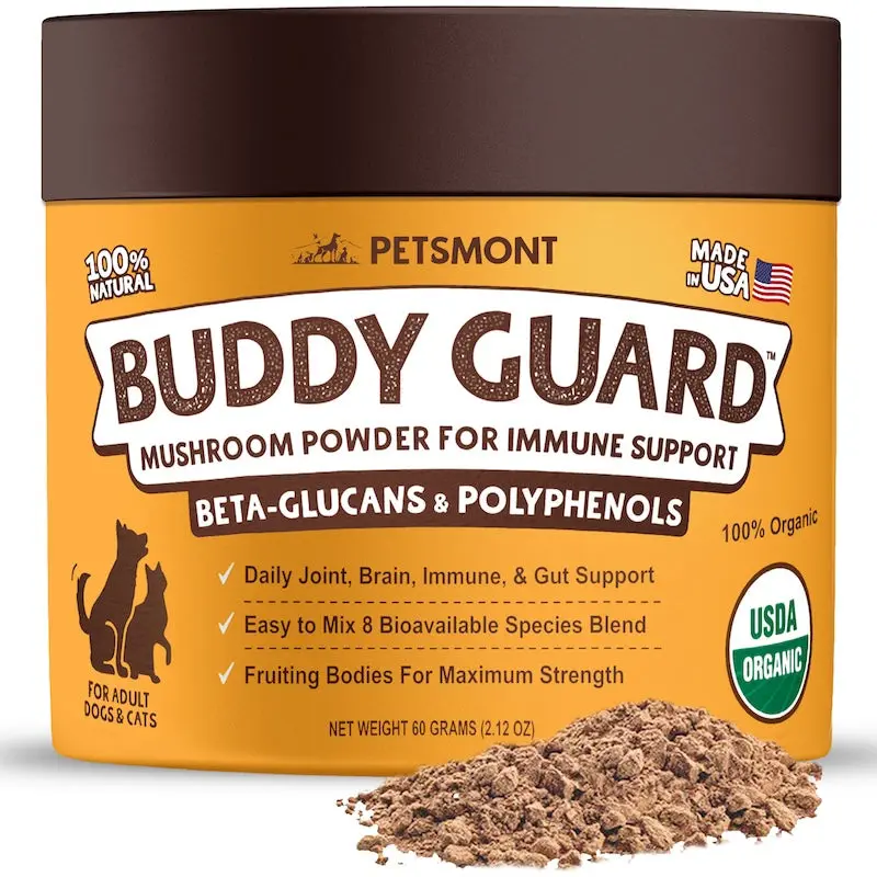 Petsmont Buddy Guard for Lumps and Bumps, Lipoma for Dogs & Cats with Organic 8 Mushroom Powder Blend Natural Dog Probiotic & Immune Support