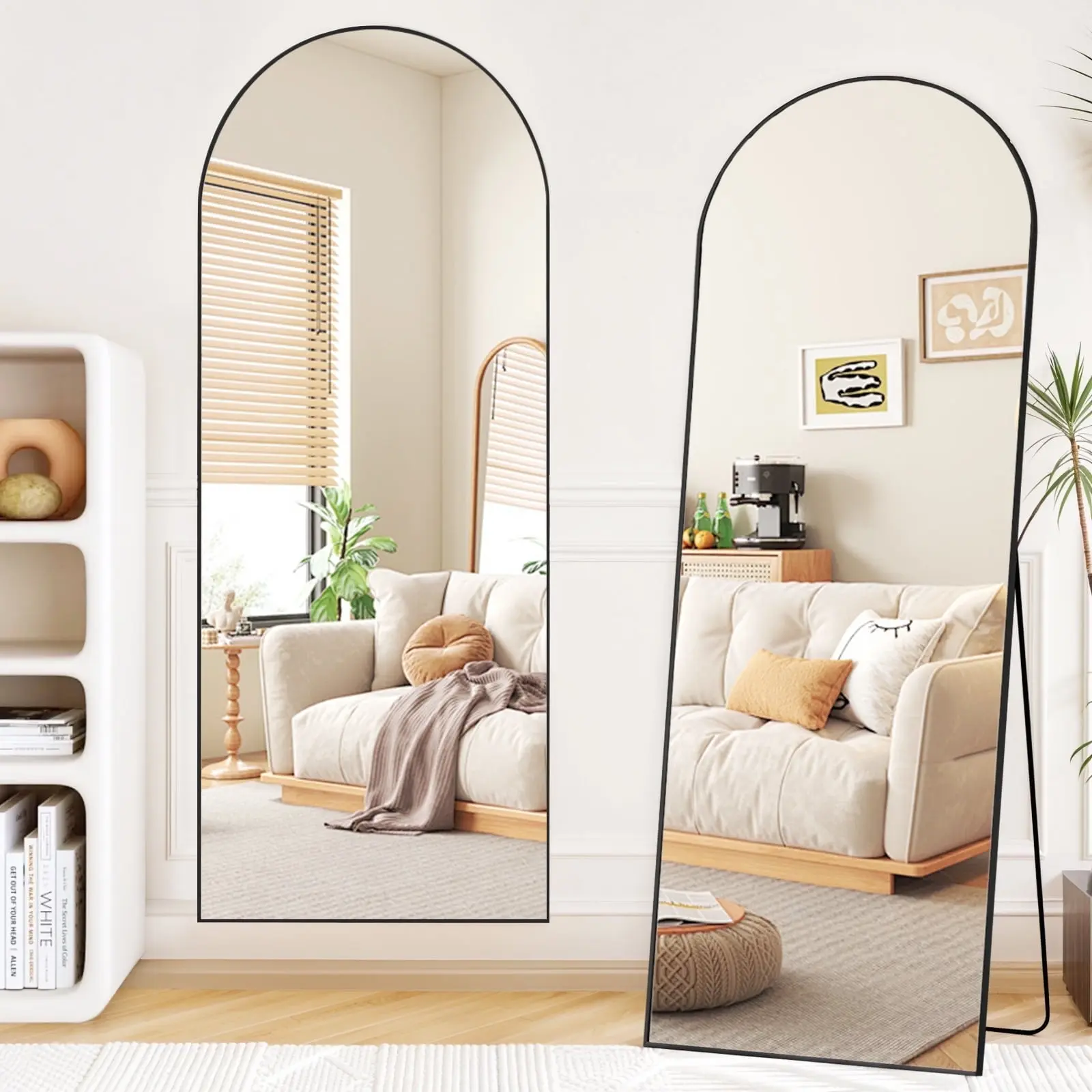 64"x21" Arched Full Length Mirror Full Body Floor Mirror with Stand for Bedroom Cloakroom, Black 64"x21" Arched Full Length Mirror Full Body Floor Mirror with Stand for Bedroom Cloakroom, Black