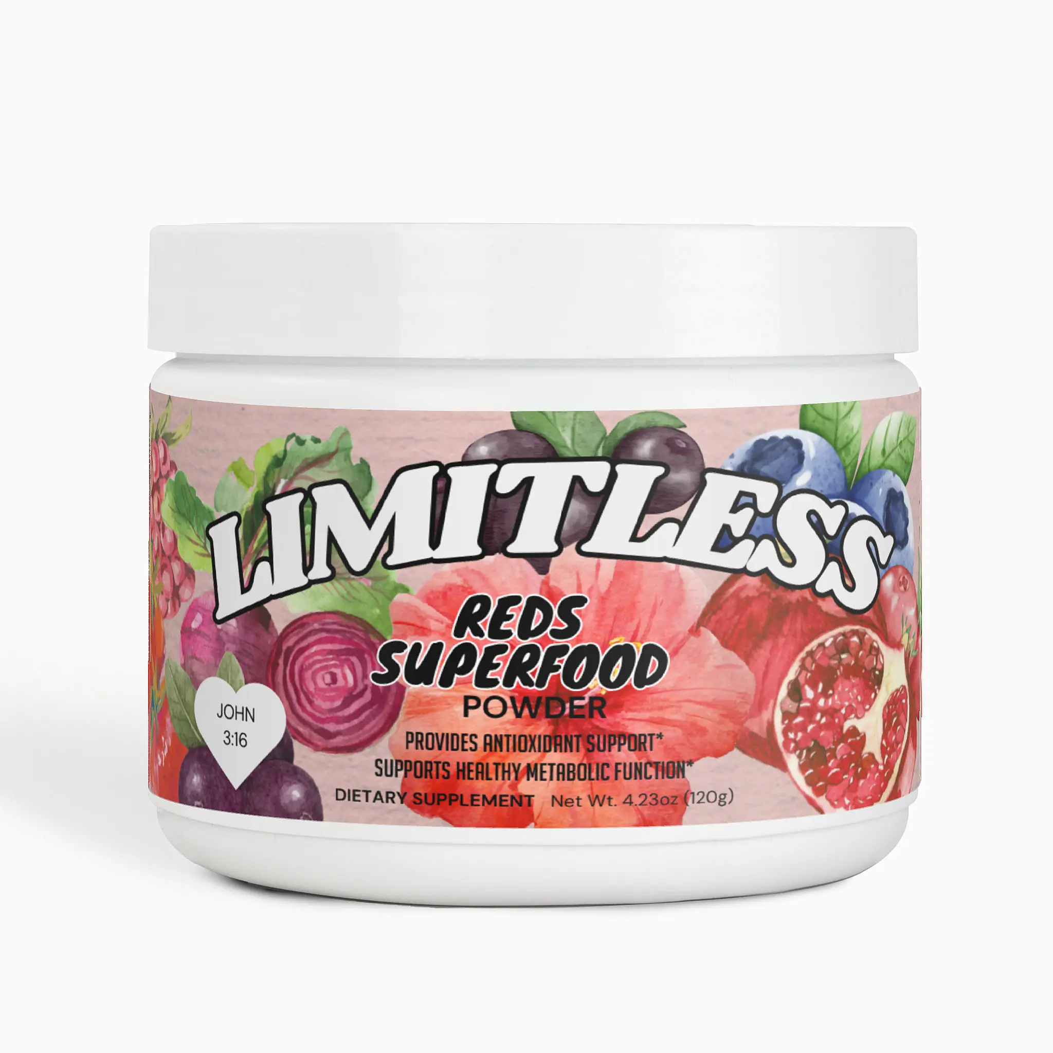 Limitless Reds Superfood Powder 120g - Antioxidant & Fiber Rich Supplement with Beet Root, Strawberry Juice, Hibiscus & Acai for Health & Vitality Healthcare Seed