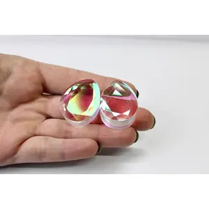 Faceted Diamond Iridescent Glass Tear Drop Plugs, Glamorous Body Piercing Jewelry