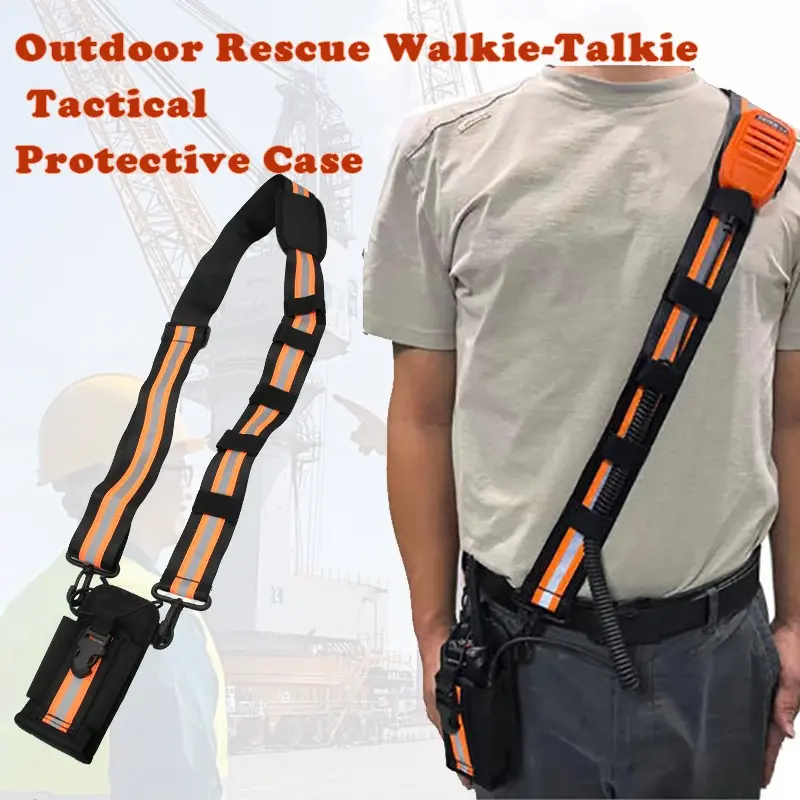 Firefighting Tactical Shoulder Strap Harness, Rescue Team Rescue Ready Walkie Talkie Backpack, Universal Adjustable Shoulder Strap Radio Pouch, Walkie Talkie Holster For Portable Radio Holder Protective Case
