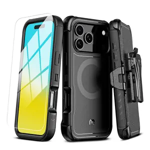 MYBAT PRO iPhone 17 Series Protective Case with Belt Clip Holster Drop-proof Shockproof 360° Rotating Kickstand Heavy Duty Protection