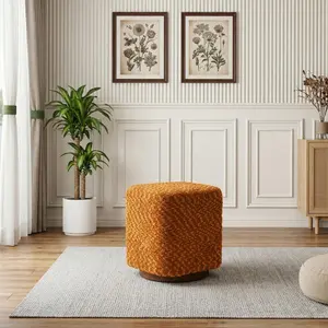 360° Swivel Cozy Vanity Stool for Women,Armless Design Upholstered Makeup Chair with High-Density Foam Cushion& Secure Non-slipseat Base,Indoor Furniture Chair,Room Essentials,Modern Accent Ottoman for Bedroom, Living Room,Make-up Room,Reading Nook