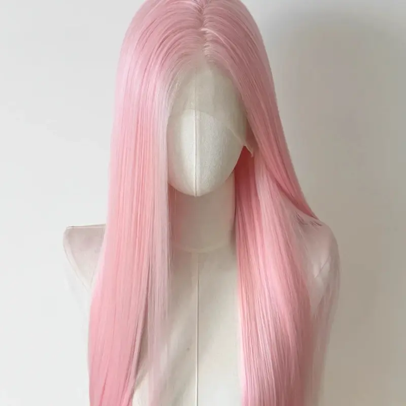 Pink Wig for Women 13x4 Lace Front Wig 26inch Long Straight Synthetic Wigs Soft Natural Heat-resistant Fiber Cosplay Wig Synthetic Straight Hair