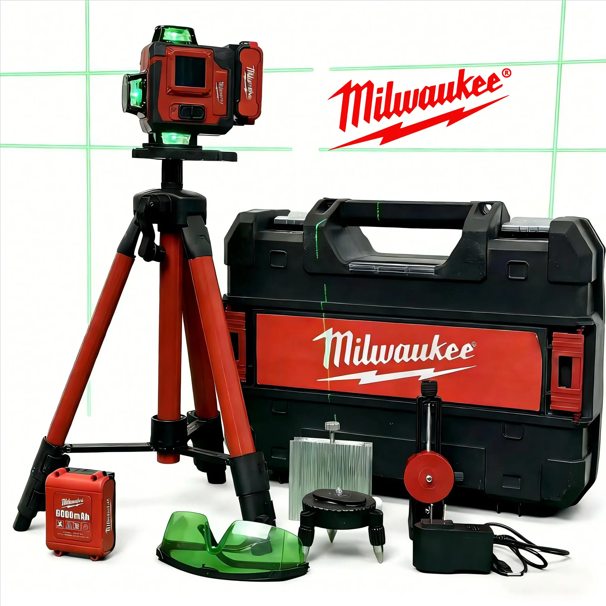 Milwaukee Metal Box Level & Multi-Mode Caulking Tool Set - Durable Aluminum Frame, High-Contrast Vials, Protective Rubber Ends, Comfortable Grip, Battery-Powered Construction Tools for Construction, Plumbing Projects, Carpentry Tools, Box Level Tool