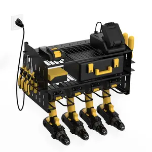 Power Tools Charging Station, Cordless Drill Organizer, 3 Layer Wall Mount Power Tool Organizer with Charging Station for Power Drill, 6AC Outlets, Heavy Duty Tool Rack & Tool Holder for Garage Organization