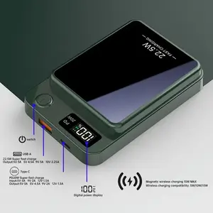 10000mah Wireless Magnetic Charger, 15w Fast Charging Output, PD Interface 22.5w Input/output, USB Port, Compatible with iPhone 17promax，16pro,15promax,12,13,11 & Samsung, Portable Power Bank