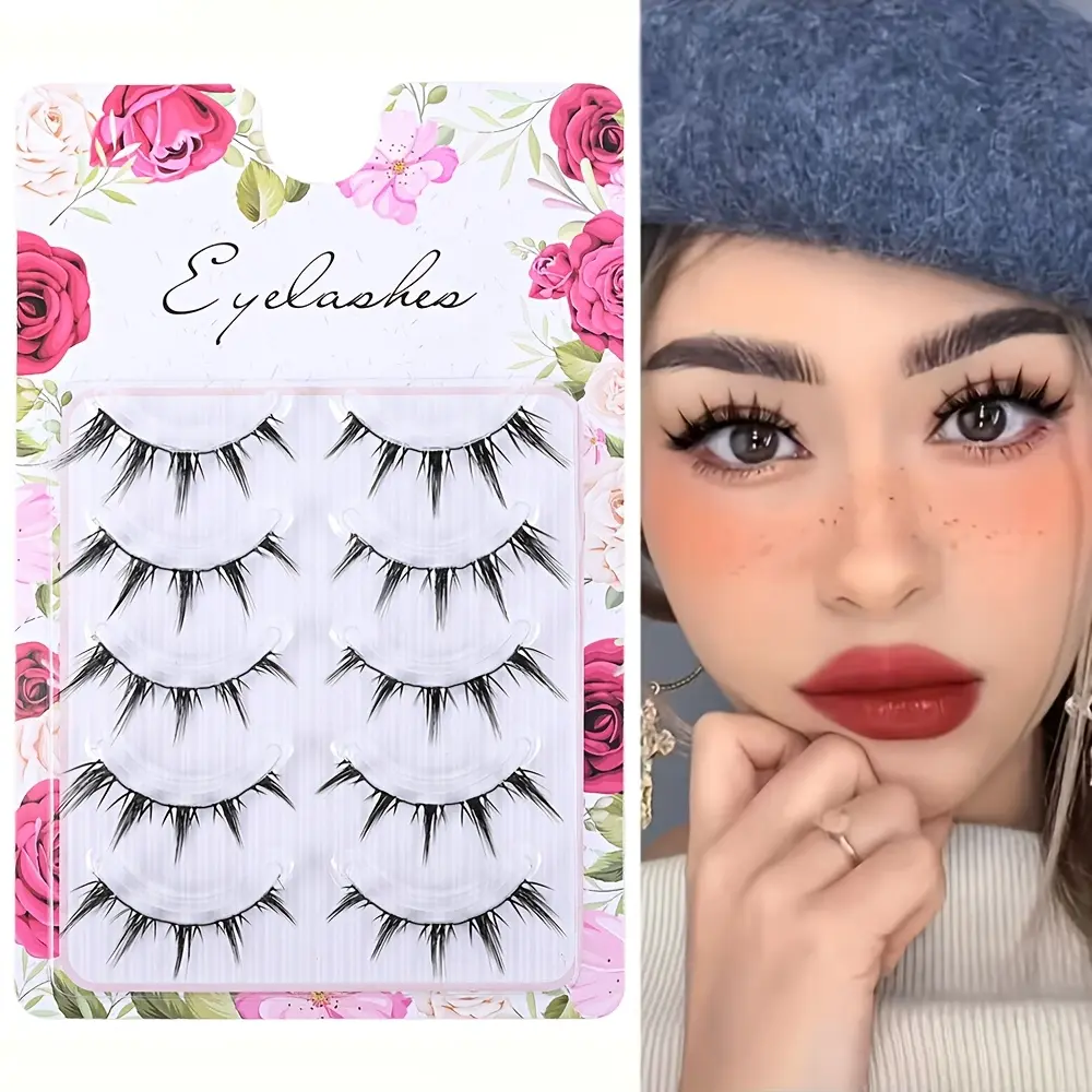 1-Piece Cross-Natural False Eyelashes with Transparent Fibers, Cross-Border Design, Natural Lash Simulation, Beauty Products, Makeup