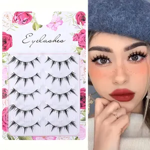 Cross-natural long lashes, cross-border design, transparent fibers, one-piece false eyelashes, natural lash simulation