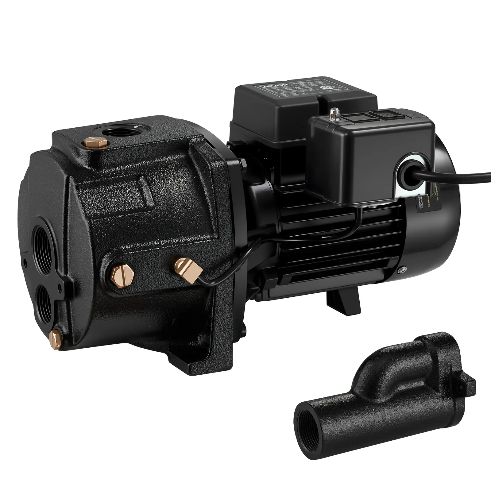 VEVOR 1 HP Dual Voltage Cast Iron Shallow Well Jet Pump, 115V/230V with Dual Voltage Flexibility, 1400 GPH, 164 ft Max Head Lift, Smart Automatic Pressure Control, for Garden Irrigation & Lawn Sprinkler System, Automatic Pressure Switch
