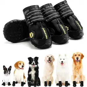 Waterproof Dog Shoes Large Dog Boots Paw Protectors Non - Slip Sole for Summer Winter Outdoor Indoor Use Black Size 6