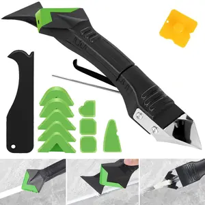 5 in 1 Silicone Caulking Tools Sealant Finishing Tool Grout Scraper, Reuse and Replace 5 Silicone Pads, Great Tools for Kitchen Bathroom Window, Sink Joint，Frames Seal