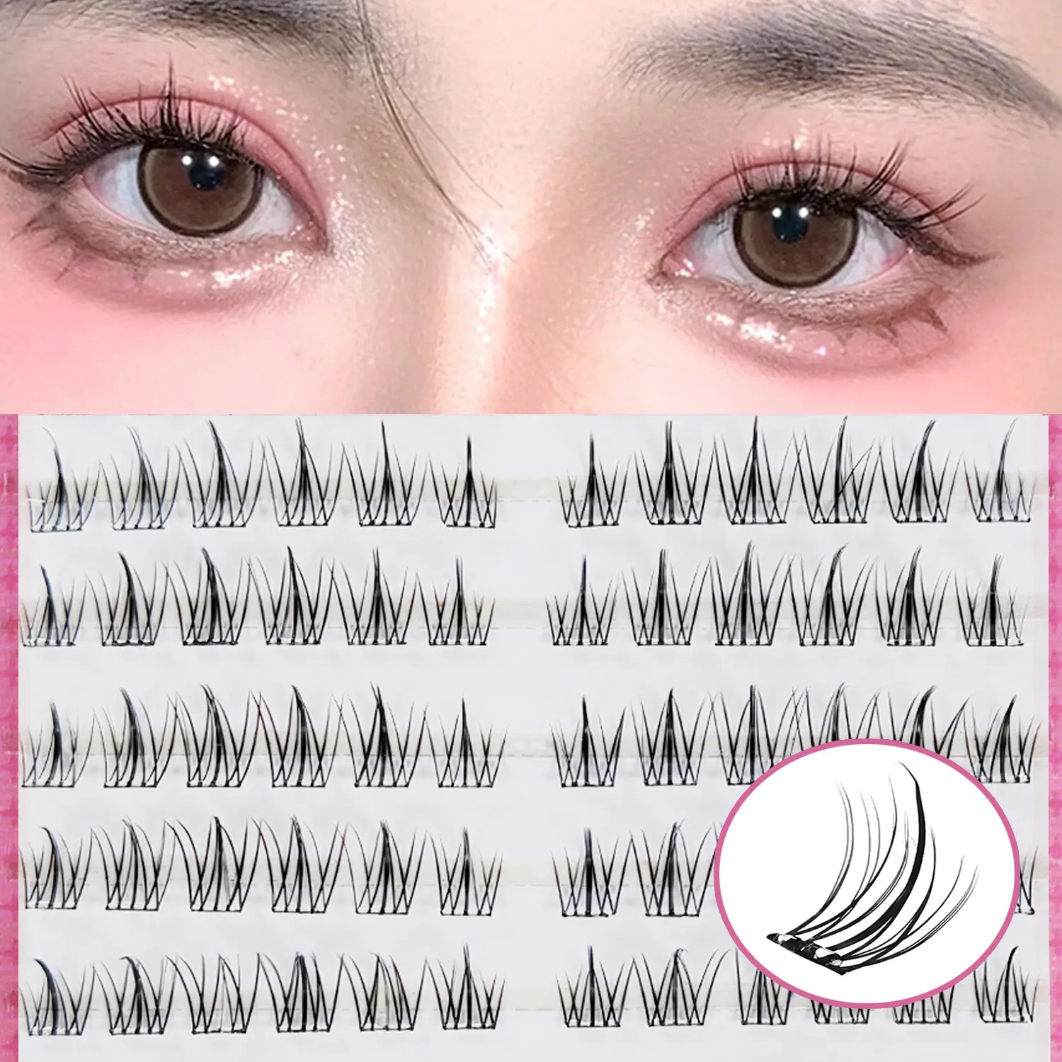 Self-Adhesive False Eyelashes, Soft Natural Eyelash, Sunflower Big Eye Natural Realistic Cartoon Eyes, Reusable 120pcs, Dense Mixed Length, C Curl, Recyclable Fiber, Cosmetic