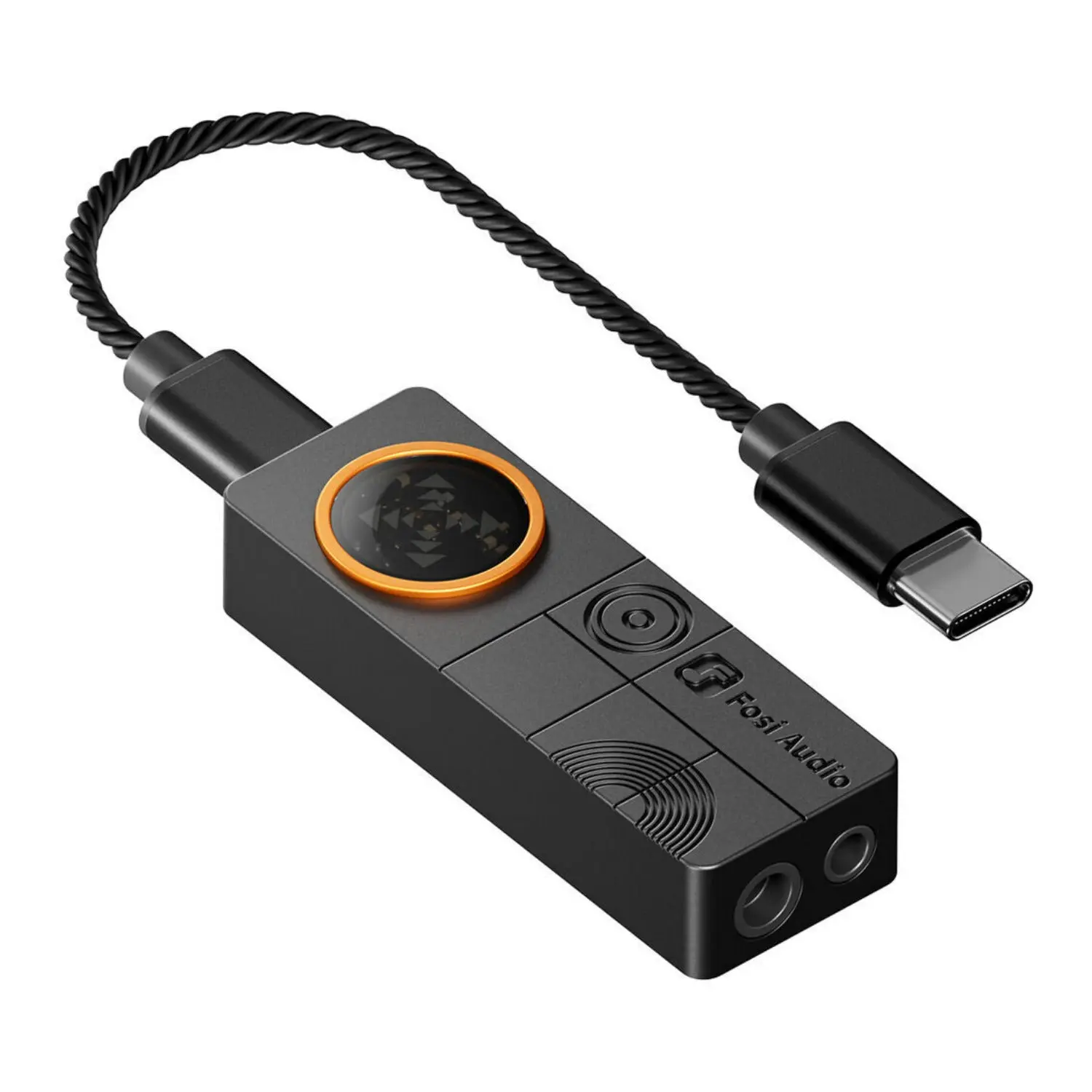 Fosi Audio DS3 Portable Digital Metal Stereo USB DAC Headphone Amplifier with Spatial Audio, Cable & Adapter (Black)