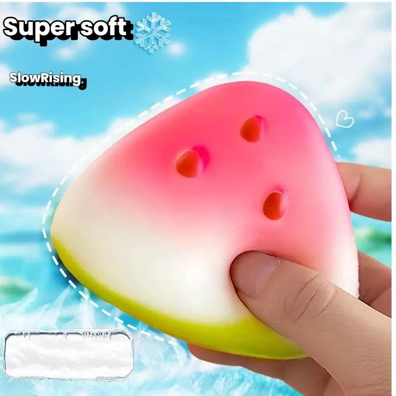 Watermelon Squishy Stress Relief Toy, Super Soft Slow Rising Ice Skin Squeeze Ball, Cute Fruit Fidget Toy for Anxiety, Sensory Decompression Toy for Kids & Adults
