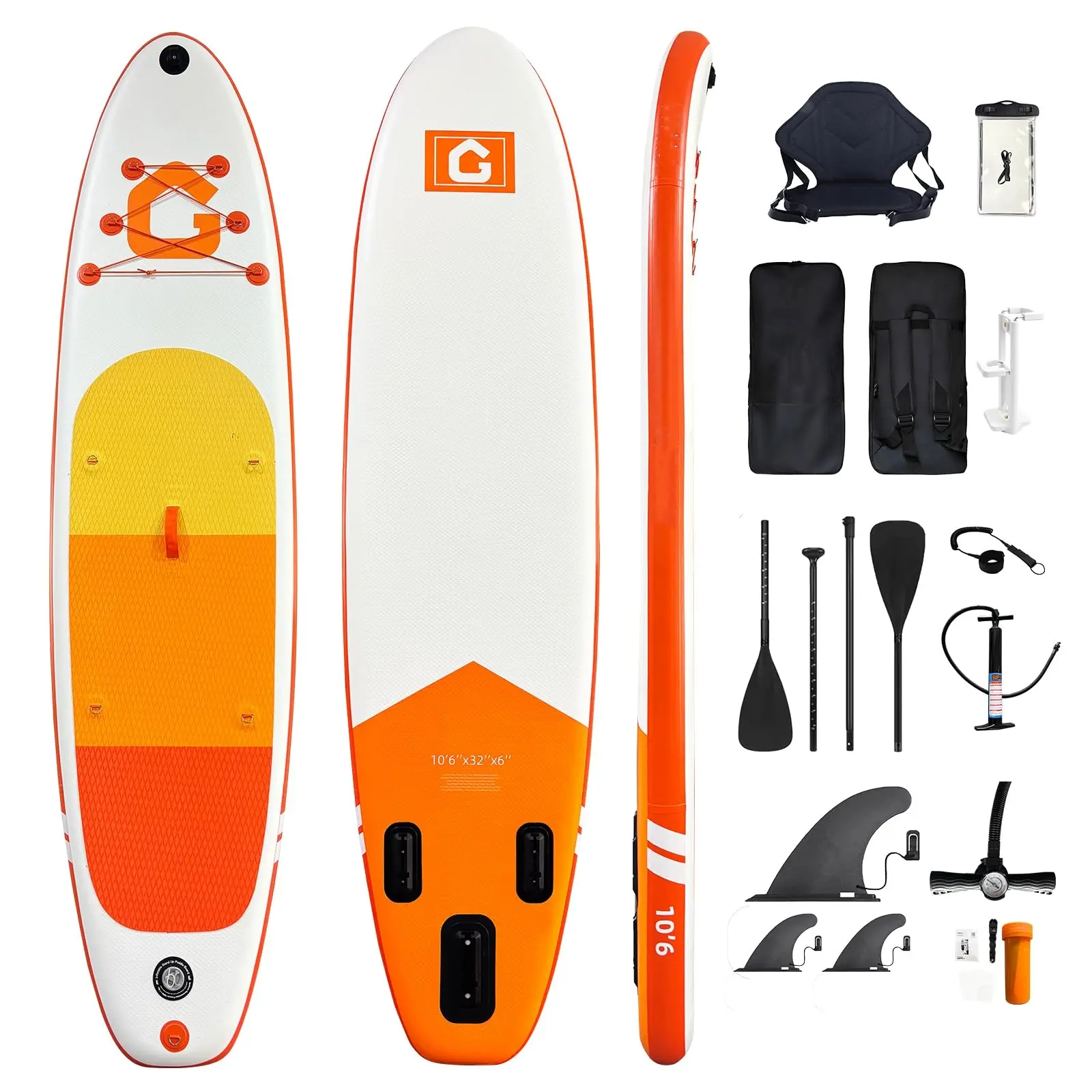 Inflatable Paddle Board for Adults,10’6" x 31.5" x 6" Extra Large Stand Up Paddleboard, Supports 400 Lbs with Kayak Seat Camera Base Double Blade Paddle,for Beginners, Yoga, or Group Fun on the Water