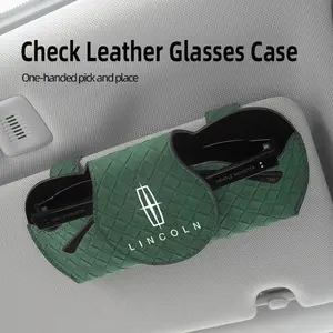 Car sun visor glasses bag leather wear-resistant sunglasses storage box For Lincoln Navigator Continental Nautilus Aviator MKZ MKX MKC MKT MKS Corsair Mark E Portable Sunglasses Organizer