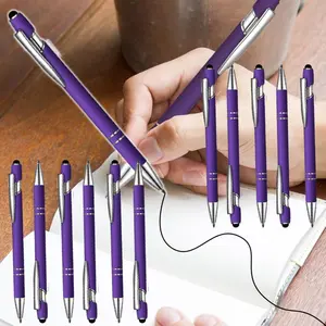 12 Pack Black Ink Retractable Ballpoint Pen with Stylus Tip, 1.0 Mm Metal Pen Stylus Pen for Touch Screens, 2 in 1 Stylus Stylish Pen Gift for Friends, Colleagues, Coworker, Office, Family, Car Interior Accessories