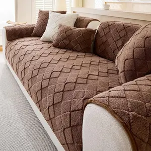 Modern Plush Diamond Pattern Sofa Cover, 1 PC Dustproof, Pet-Friendly Polyester Fabric, Soft Texture, Fits Single Seater to L-Shaped Couches, Quilted Sofa Cover, Elastic Sofa Slipcover, Dustproof Couch Protector, Sofa Couch Covers