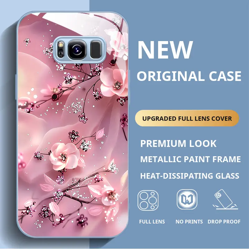 Compatible with Samsung Galaxy S8 Case, FLORAL LUX GLITTER Aesthetic Pattern Phone Cover, Shockproof Protective Case HNNYHBL-0782