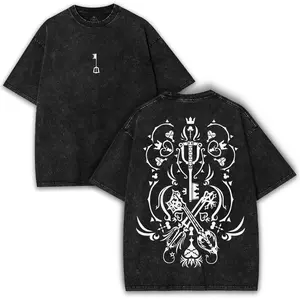 valentine shirts Keyblade Crest x Kingdom Hearts Vintage Oversized Tee – Washed Heavy Cotton Emblem Graphic | Collector Otaku Drop