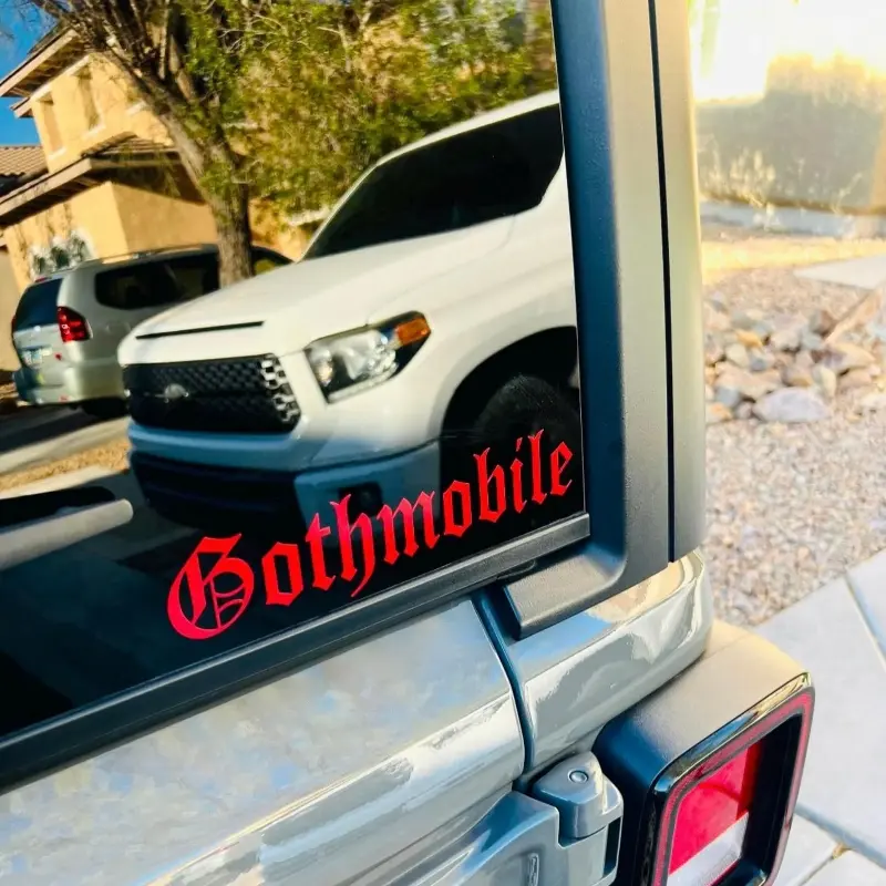 1PC Light Trendy Dark IP Sticker | For Car Rearview Mirrors, Batman IP Stationery "Gothmobile" text decor Easily fill items with Batman Gotham atmosphere, Daily use details are full of dark cool feeling of the shape