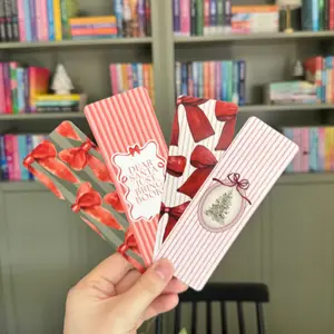 Christmas Bookmarks | 2x6 Double Sided Glossy and Matte Finish | Dear Santa, Bow Bookmarks, Vintage, Bookish Gift, Cute Aesthetic Bookmark