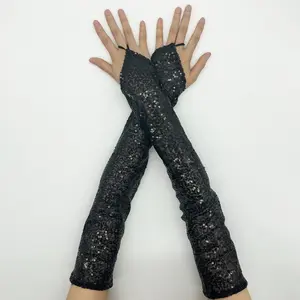 Long Sequin Reflective Hook Finger Gloves, Cosplay Stage Performance Nightclub Dancewear, Stylish Accessories for Events