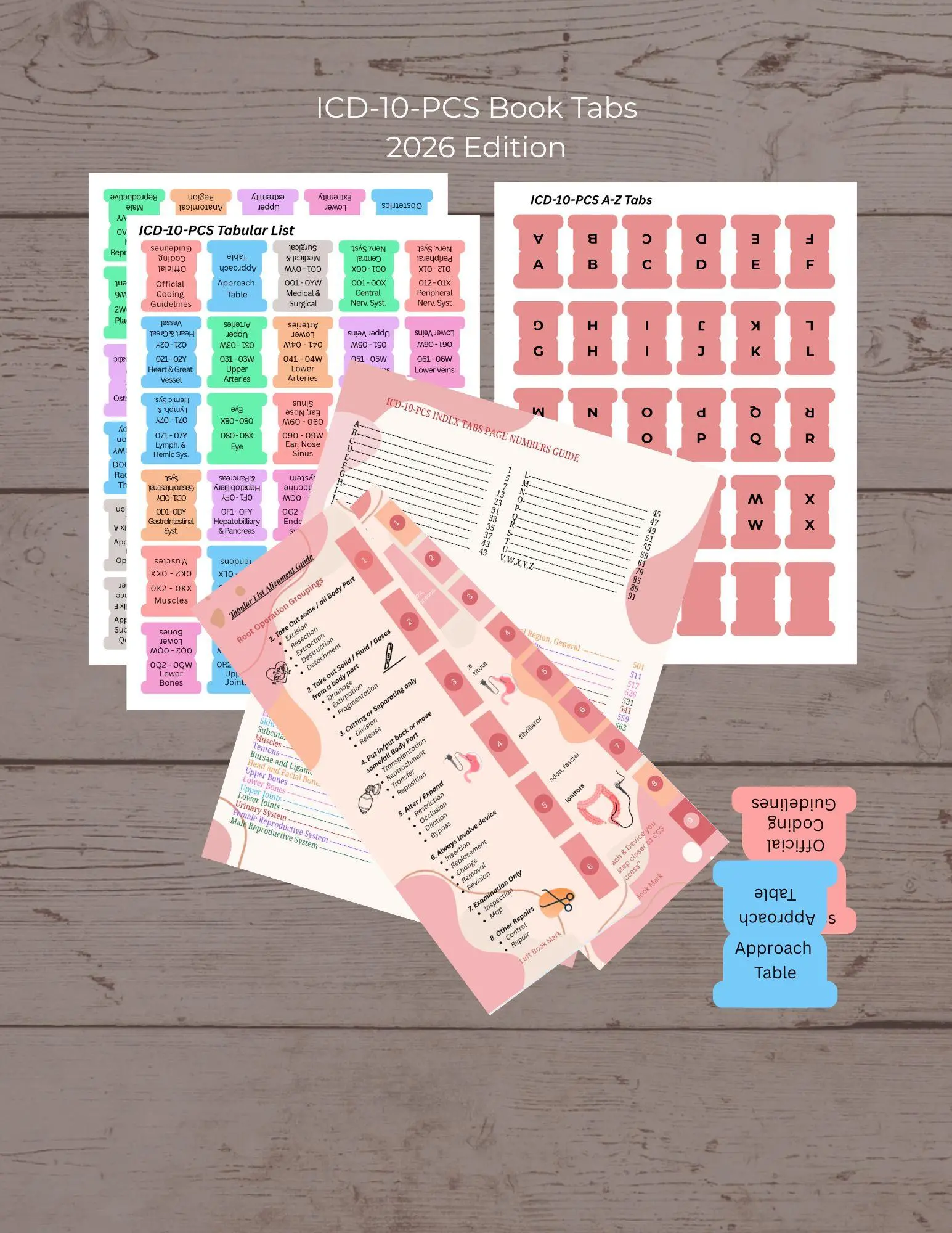 ICD-10-PCS Book Tabs Removable Dividers Tabs