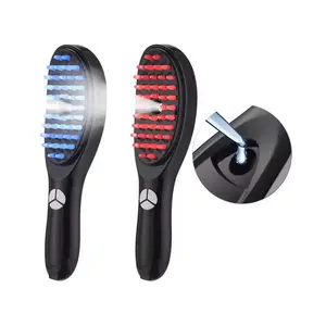 Vital5 Red & Blue Light  Therapy  for Scalp &  Growth with Dropper for Serum - Plastic Massage & Steaming  for Conditioning Treatment Irish curl  Detangling  loc Handy Hairbrush Defining Hair Brush